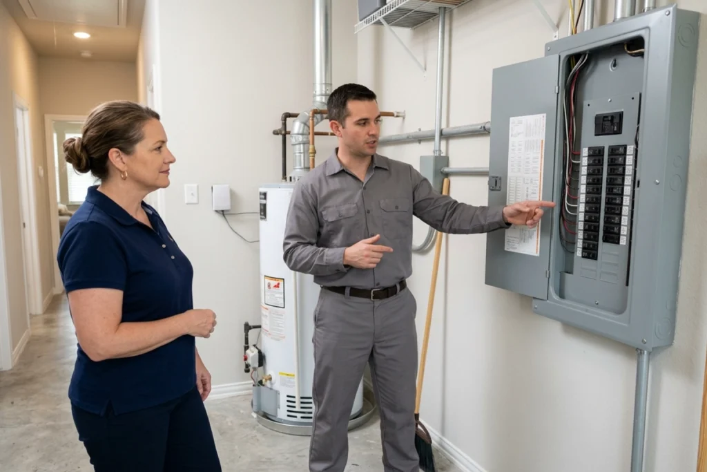Homeowner discussing electrical capacity for modern devices